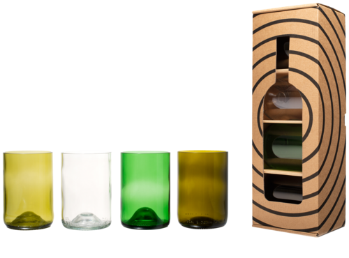Rebottled 4 glazen kleur Cadeauverpakking