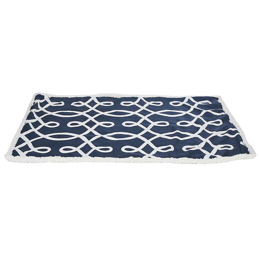 Plaid polaire animal bleu motif arabesque