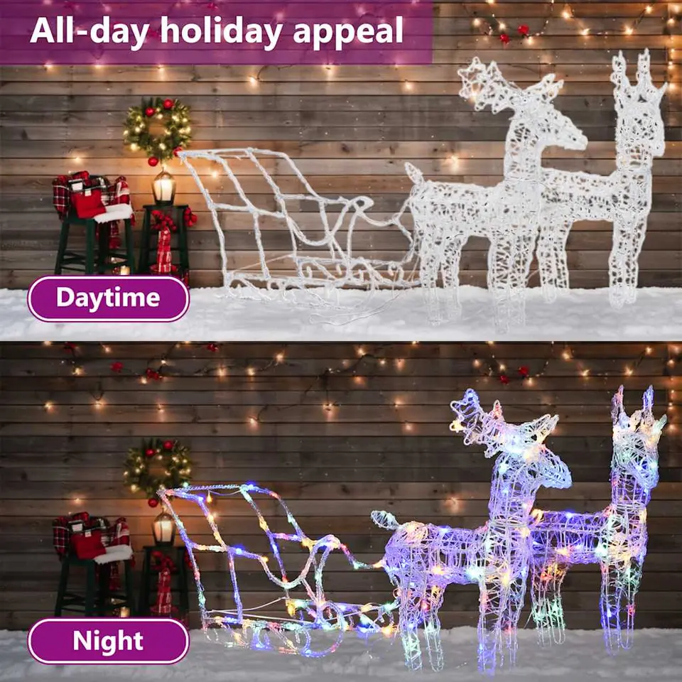 vidaXL - Rendieren En Slee Kerstversiering - Multikleur