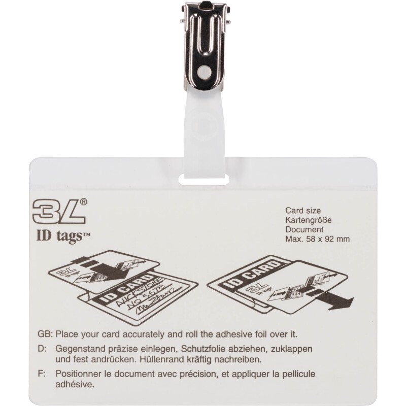 Badge auto-plastifiant Djois by Tarifold à clip - Boîte de 25