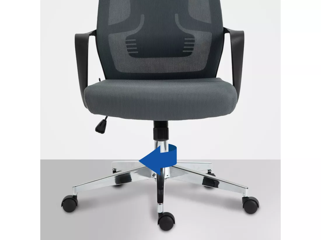 Chaise de bureau - Tissu & Métal chromé - Gris - Kanab
