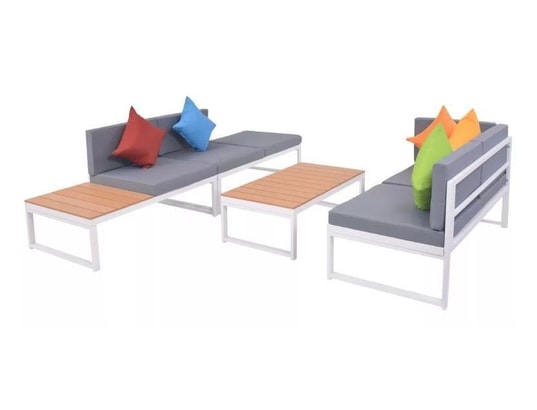LES TENDANCES - Salon extérieur Salon de jardin-multicolore-6 places-128x66x65-124332