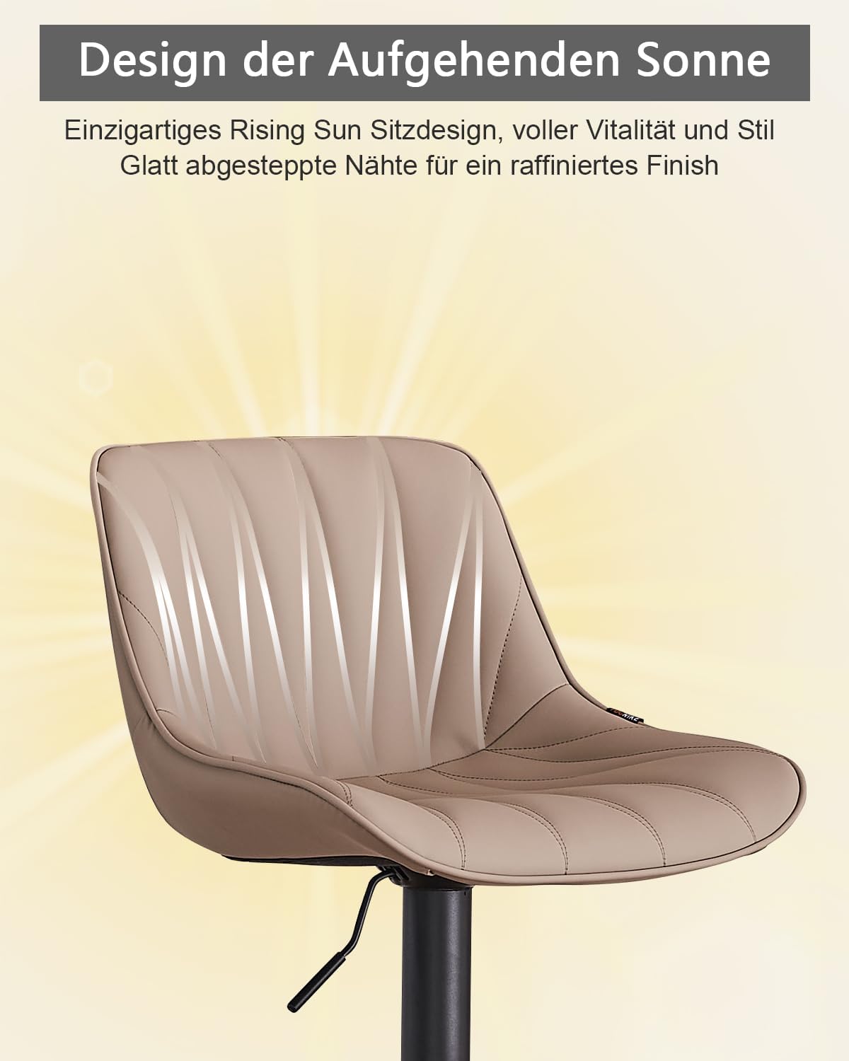 YOUTASTE Barhocker 2er Set Barstuhl Höhenverstellbar, Drehbar mit PU-Leder, Tresenhocker mit Rückenlehne und Fußstütze Sitzhöhe 57cm - 82cm für Küche, Theke, Bar, Khaki