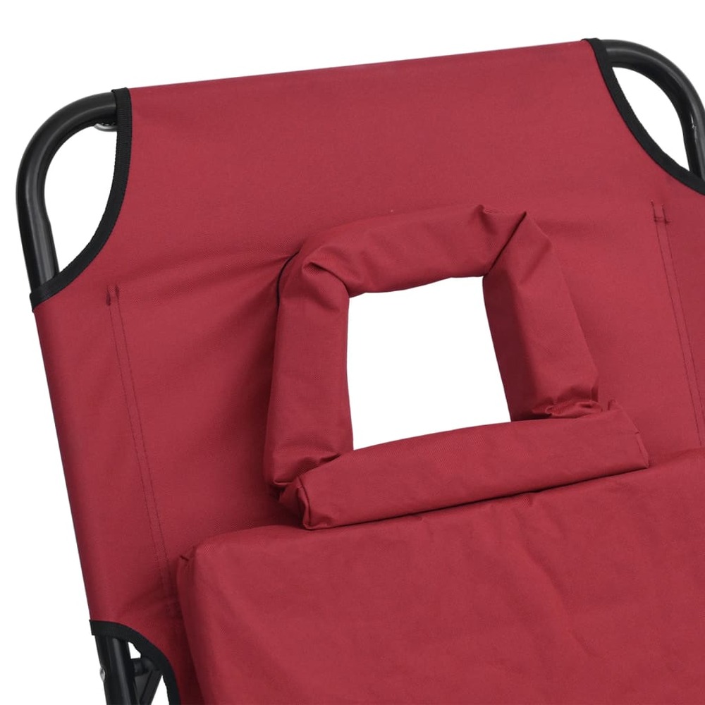 Chaise longue pliante rouge tissu oxford acier enduit de poudre