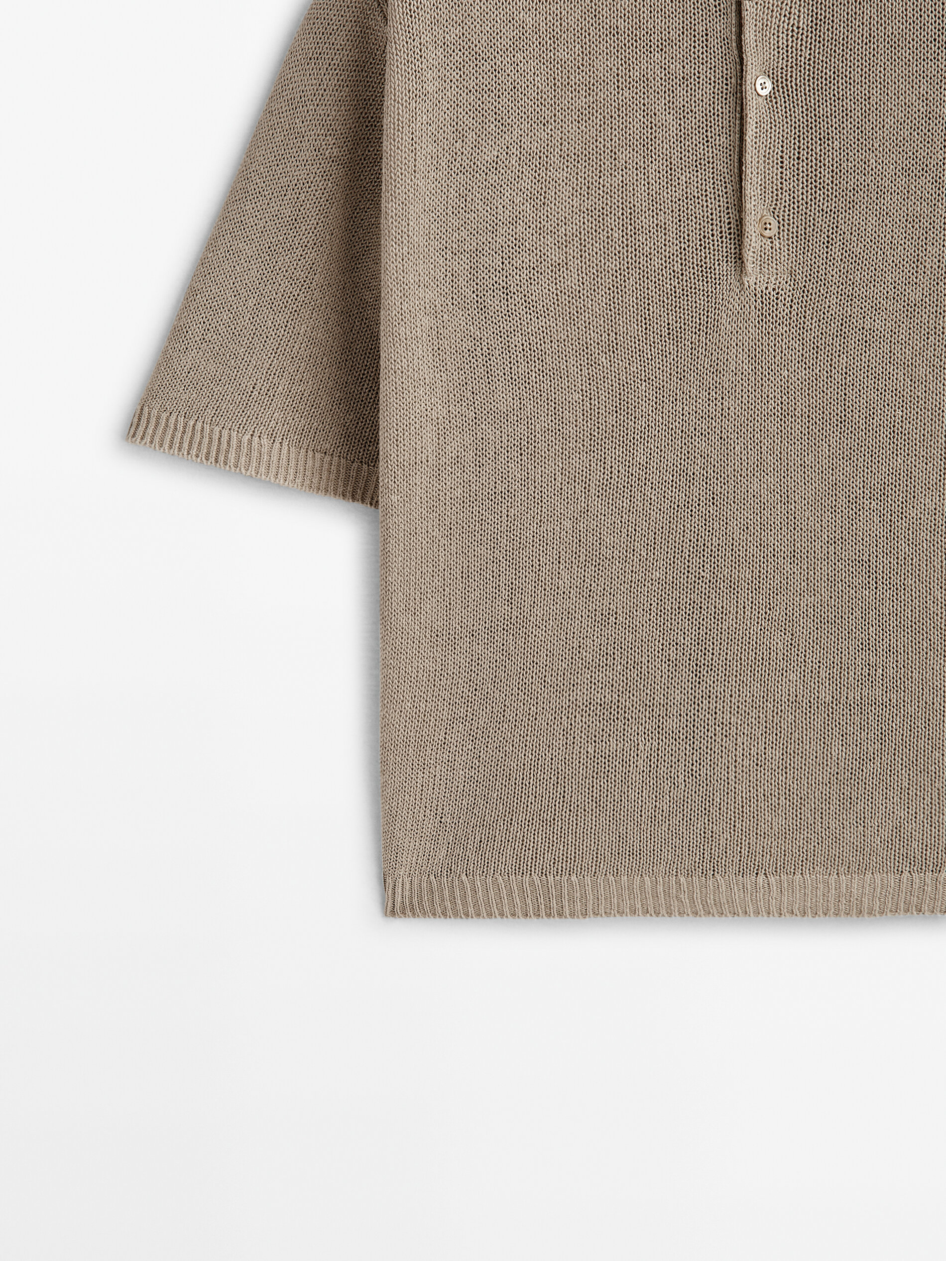Camisa polo com botões, 100% linho - Stone