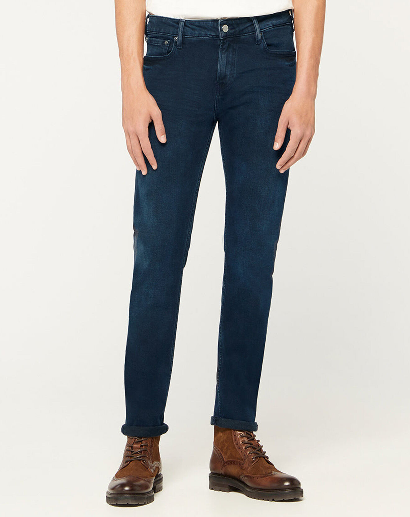 Scotch & Soda Jean en Coton Bio mélangé Skinny Fit Skim bleu foncé