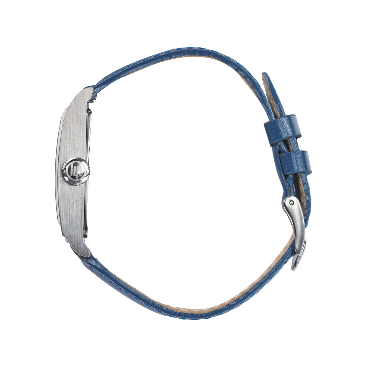 Montre Lip Churchill acier bracelet cuir vernis bleu