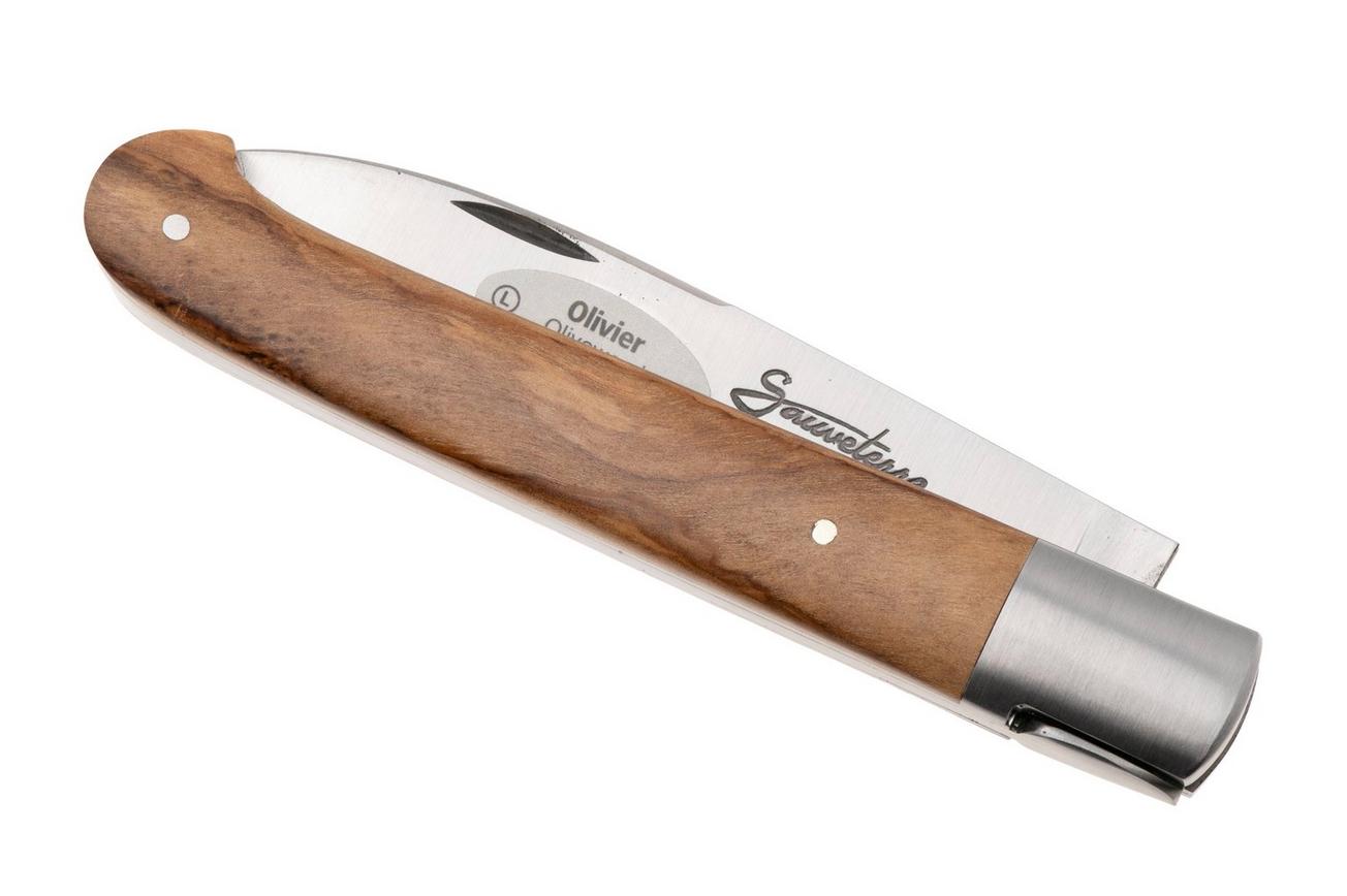 Laguiole en Aubrac Sauveterre Olive, Matt Stainless Bolster, zakmes, 11 cm
