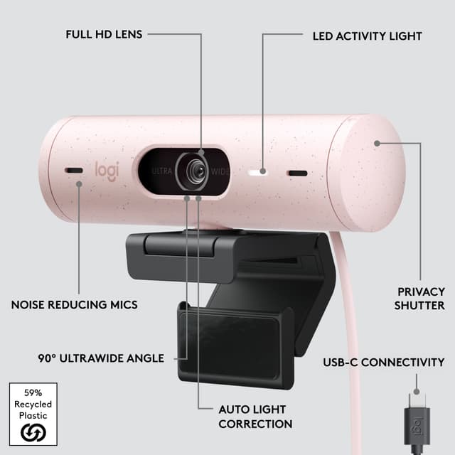 Logitech Brio 500 webkamera (rose)