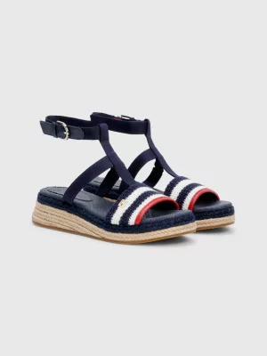 Sandálias espadrille de plataforma em crochê