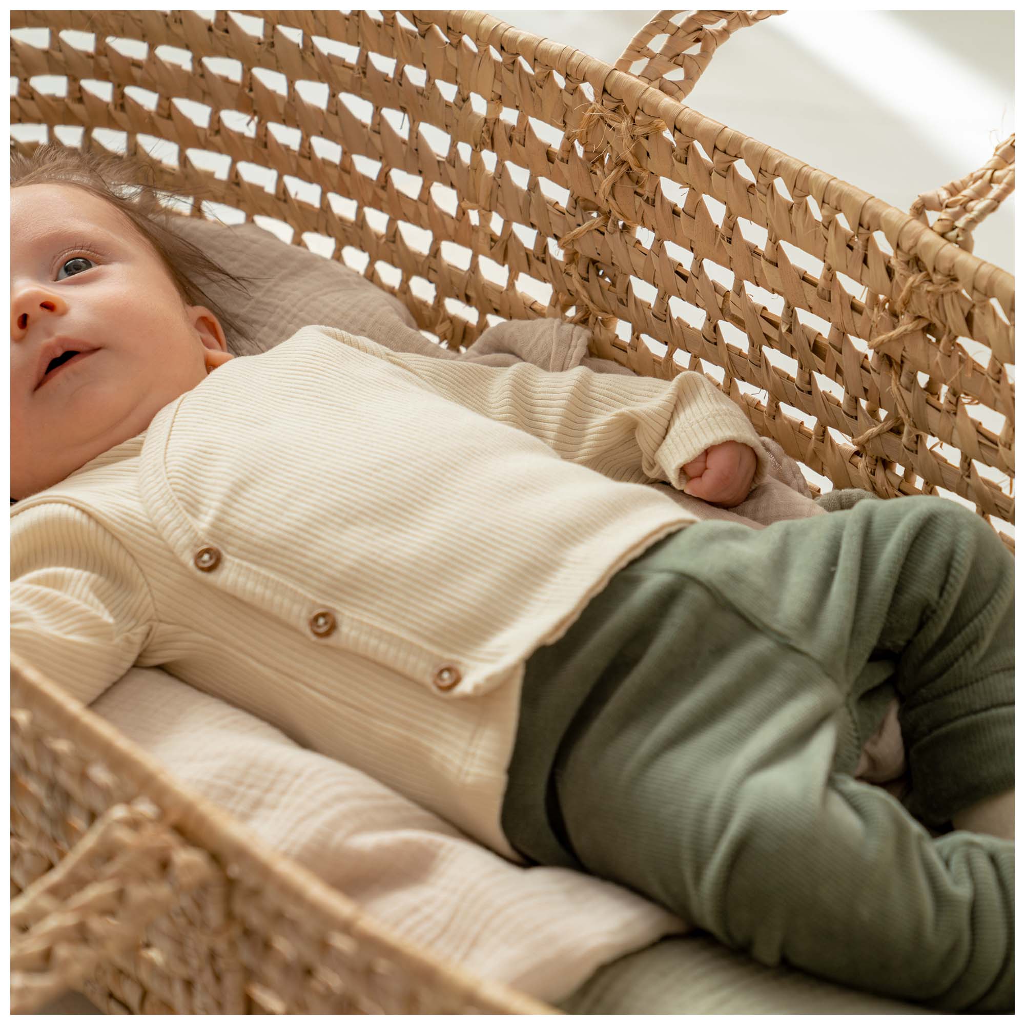 Prénatal newborn broek rib velours  effen groen