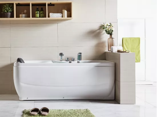 Baignoire balnéo blanche - 1 place - 140L - 150 x 75 x 54,5 cm - Angle droit - GAVINO