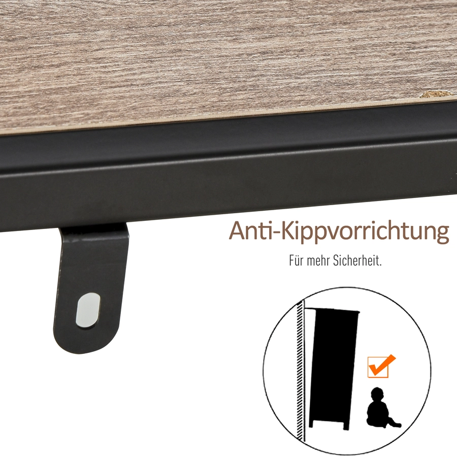 HOMCOM Standregal im industriellen Stil Eiche, schwarz