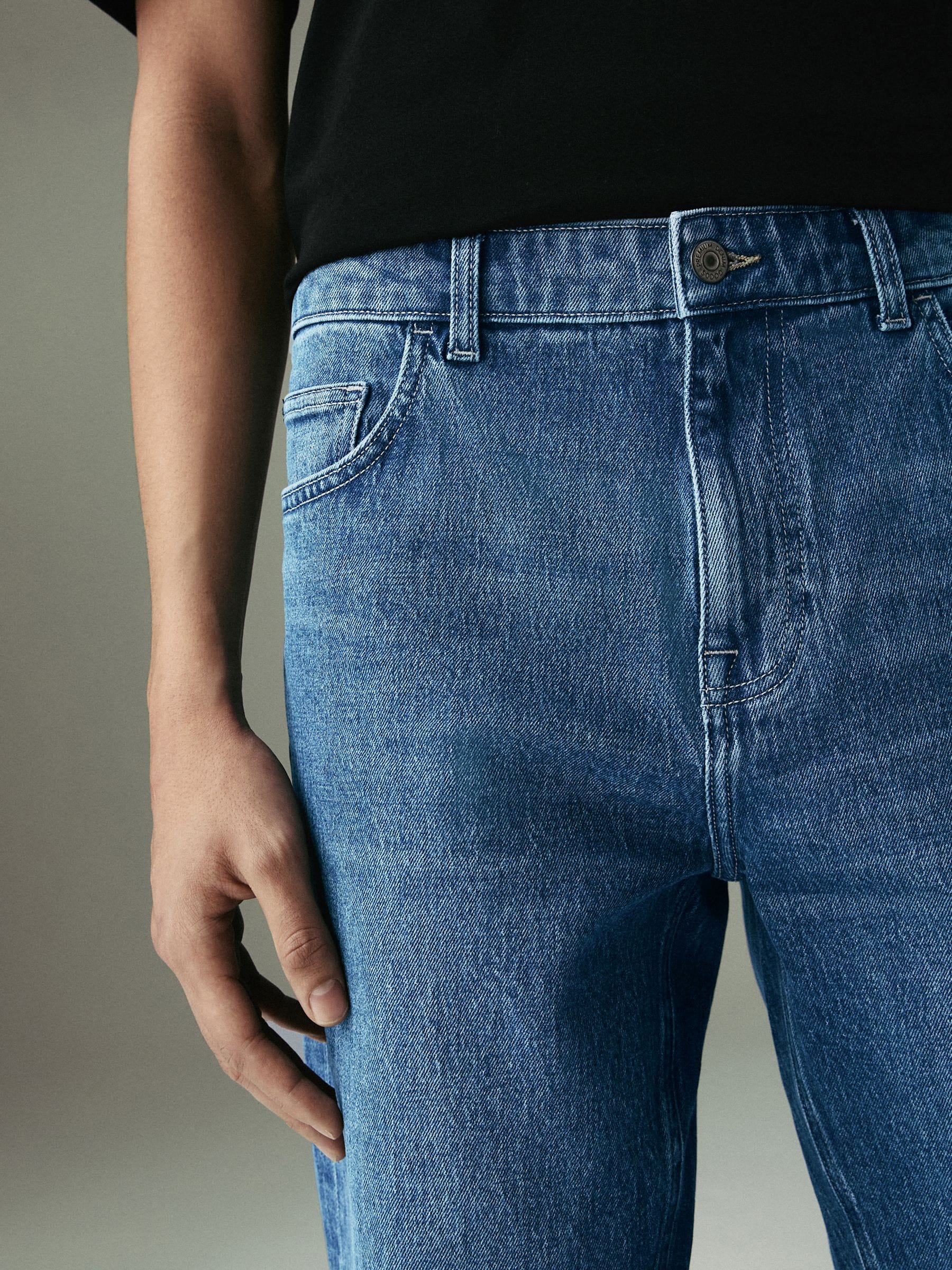 Mediumblauw getint - Straight fit - Vintage wash denim jeans