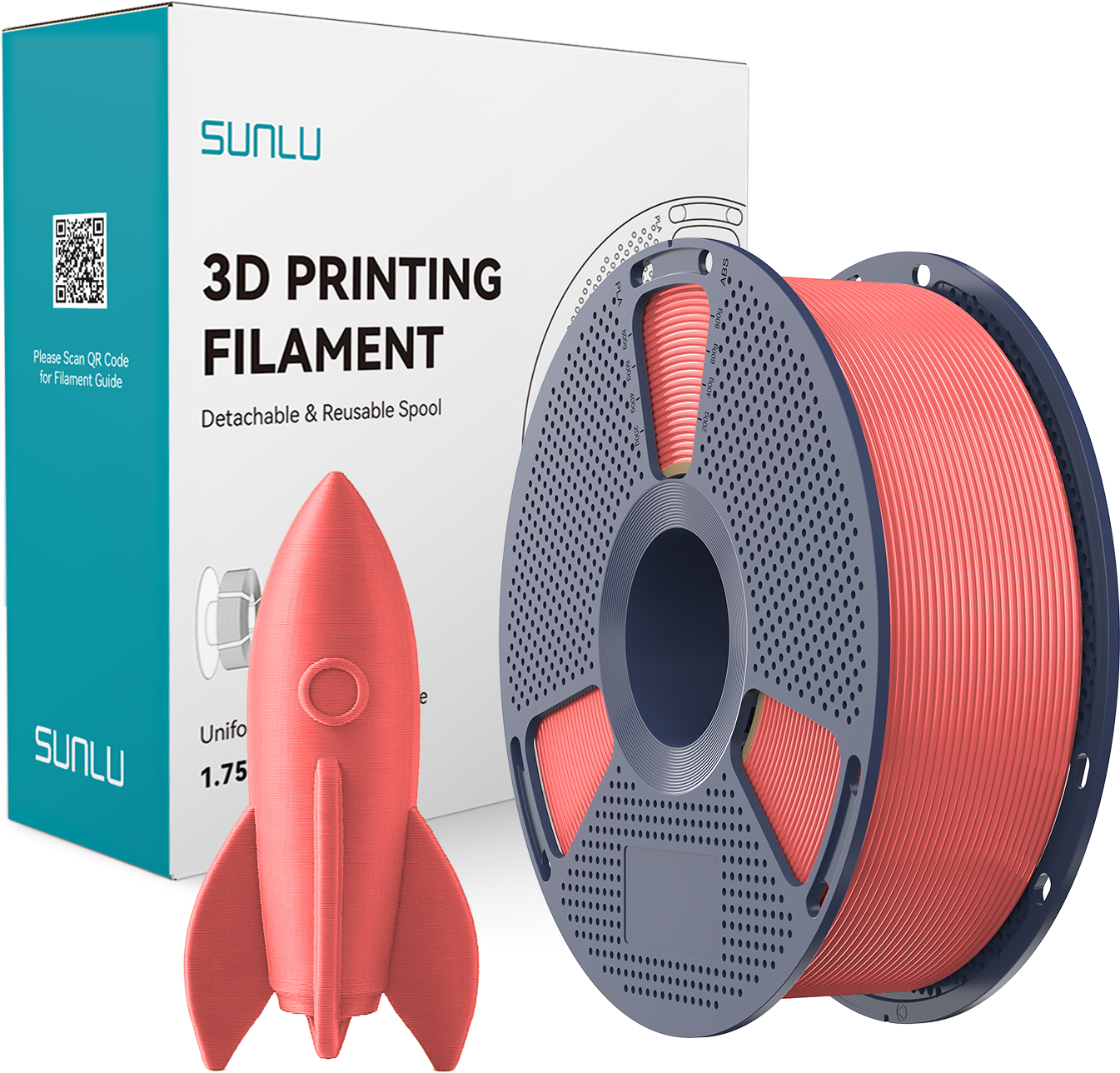 SUNLU  High-Speed PLA Coral Pink, 1,75 mm / 1000 g    PLA Filament speziell für den Hochgeschwindigkeitsdruck in Coral Pink