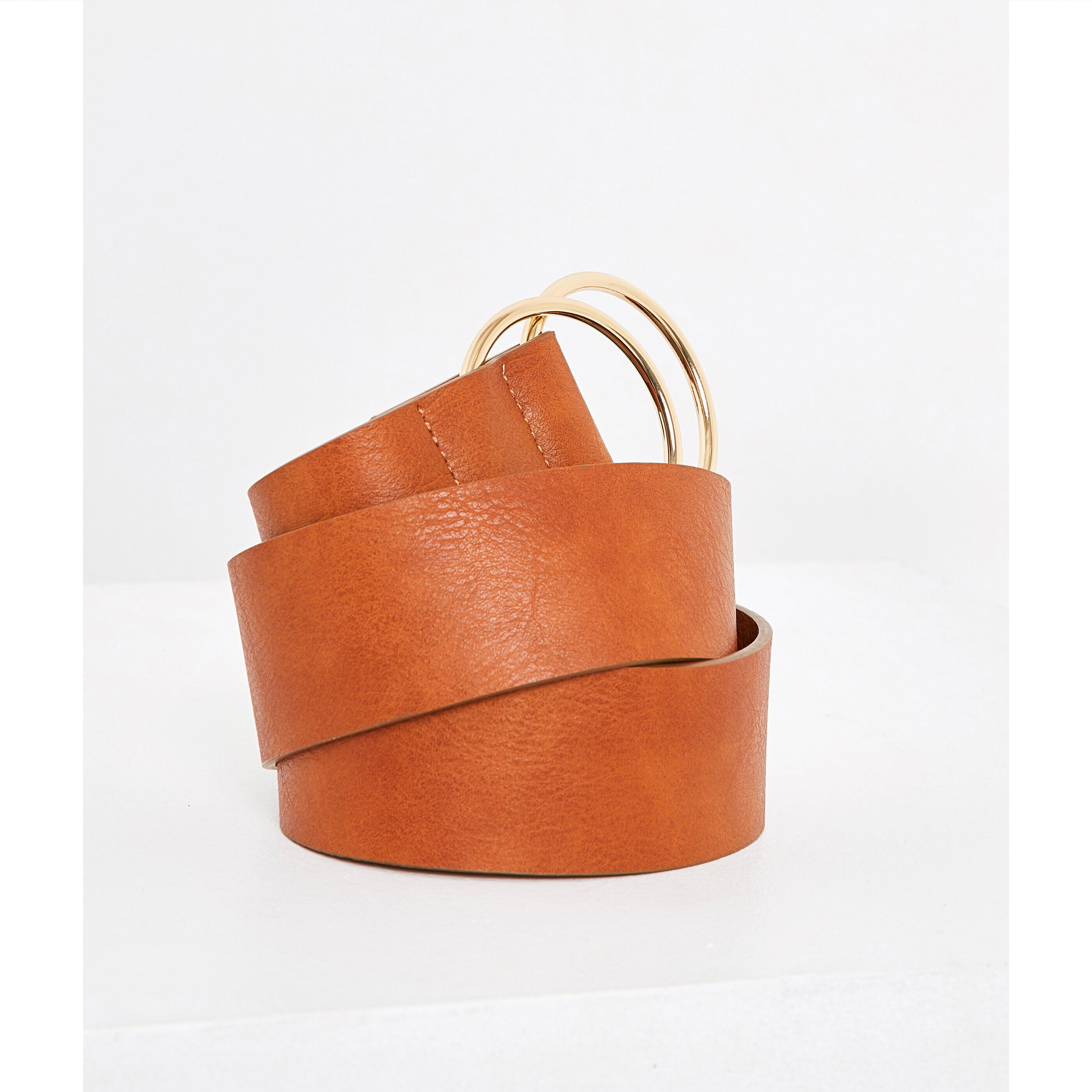 Ceinture large double boucle femme - CAMEL