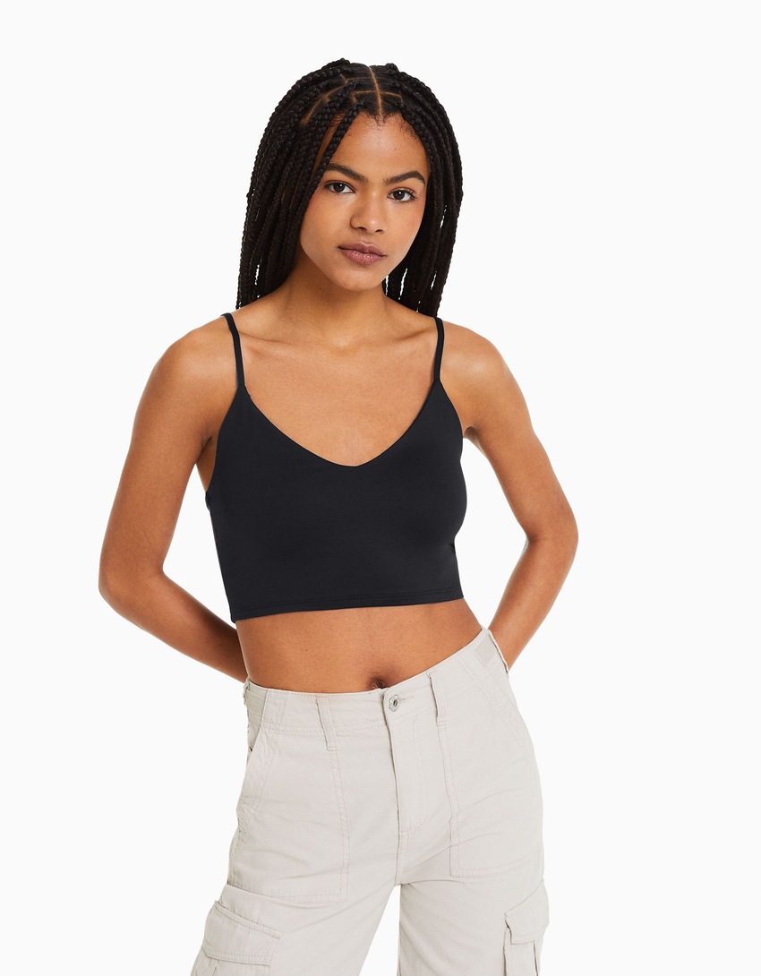 Top cropped de alças finas