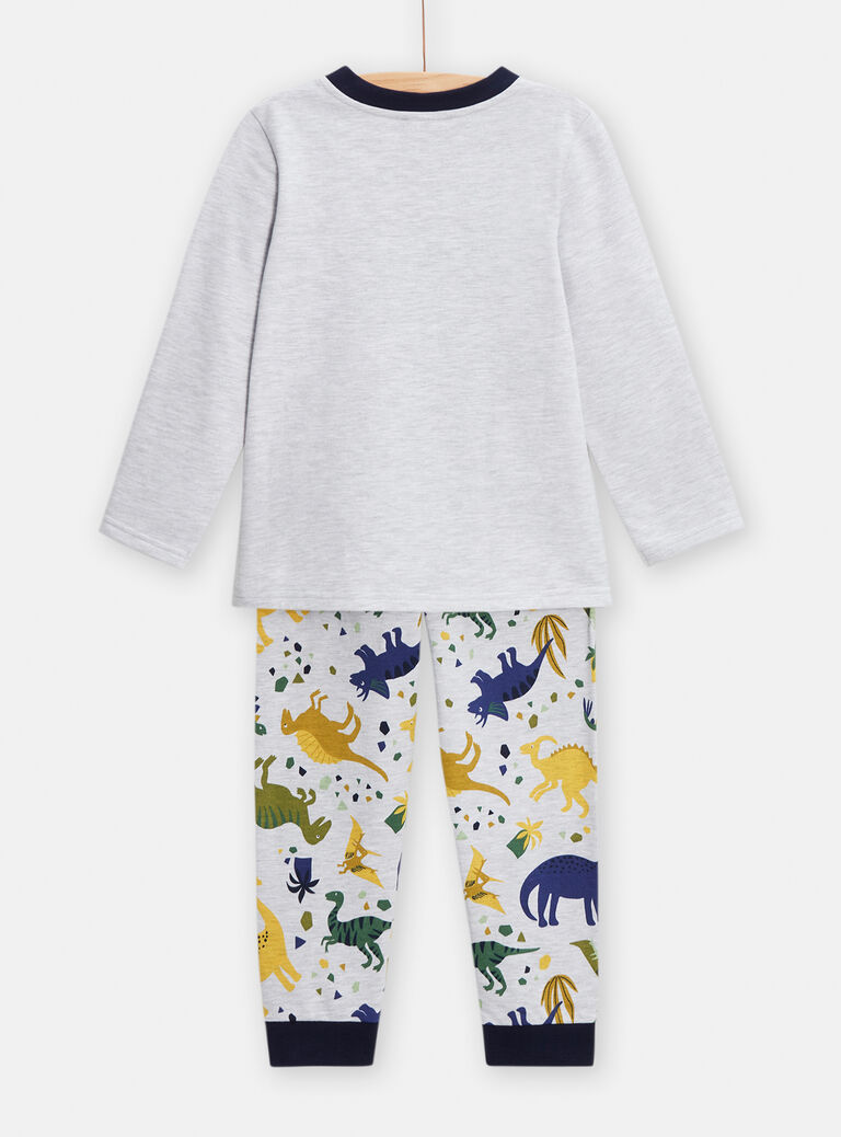 Pyjama gris chiné animation dinosaure pour garçon