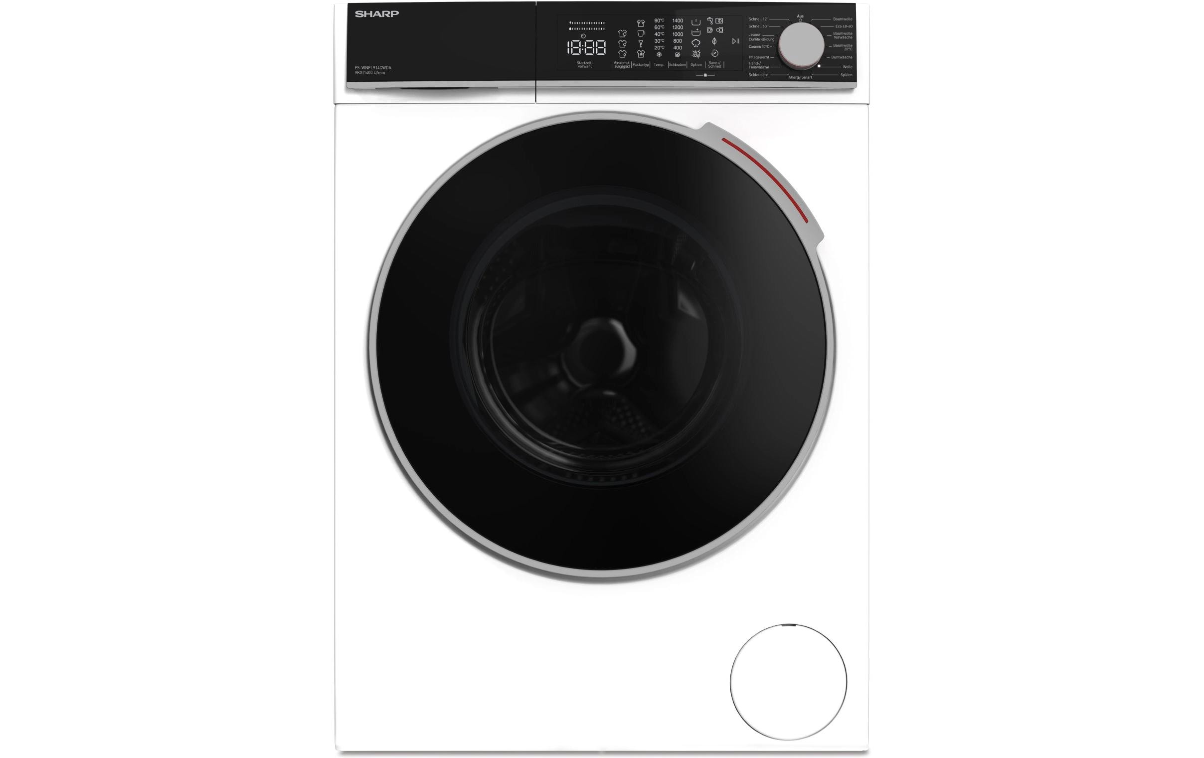 Waschmaschine ES-WNFL914CWDA Links<br>Frontloader mit 9 kg Ladekapazität