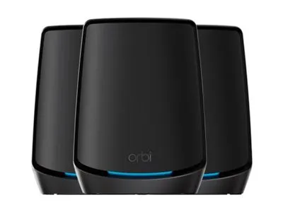 NETGEAR Orbi RBK863SB - Wi-Fi-system - (router, 2 extendere) - op til 6750 sq.ft - mesh 10GbE - Wi-Fi 6 - Tri-Band