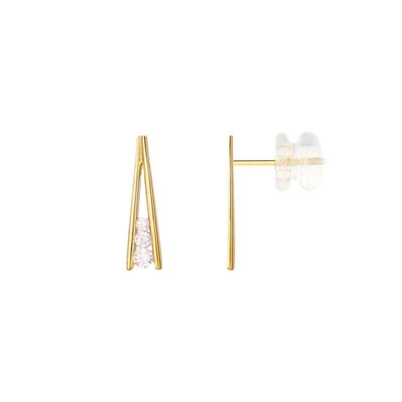 Boucles d'Oreilles Or Jaune et Zirconiums - Motifs Barettes