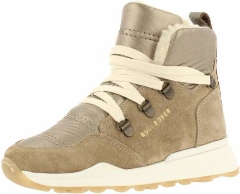 Bullboxer Beige Suède Enkelboots met Stijlvolle Details Beige
