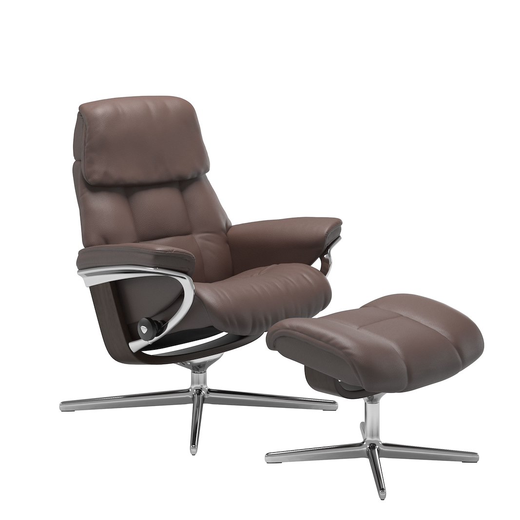 Ruby (L) Lenestol med krakk Hud Velaro Chocolate og Cross understell i alu og wenge