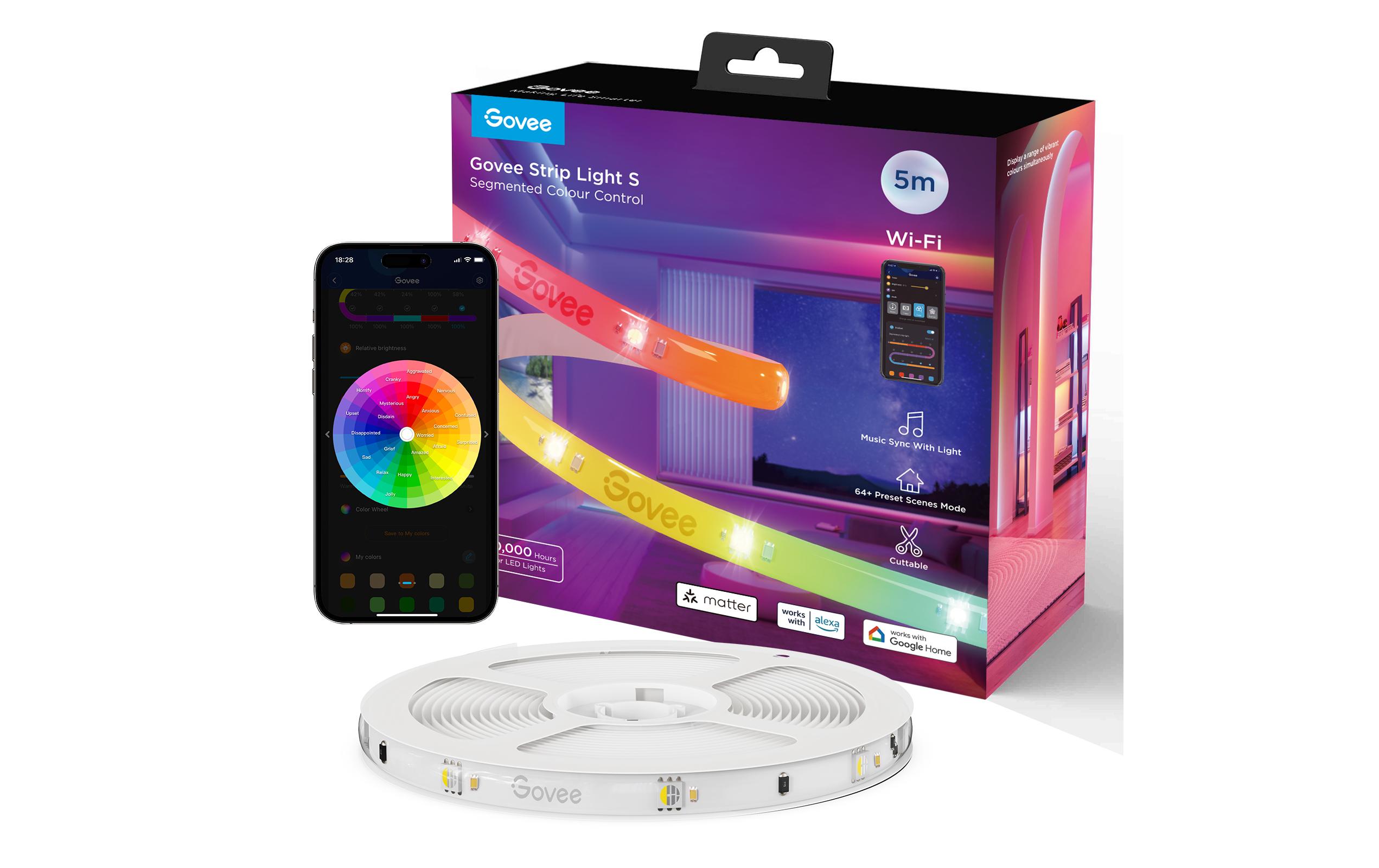 LED Stripe Light S, Wi-Fi / Bluetooth / Matter, 5 m, RGBICLED-Leuchtstreifen mit Schutzbeschichtung
