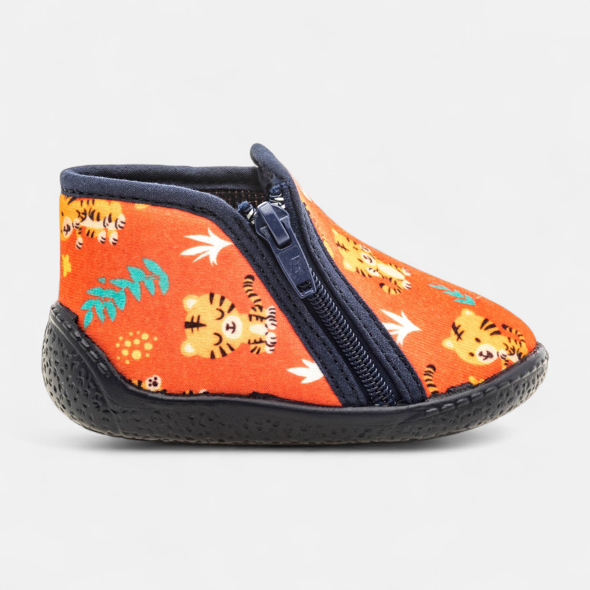 Pantoufles botillons zippés Bébé garçon orange