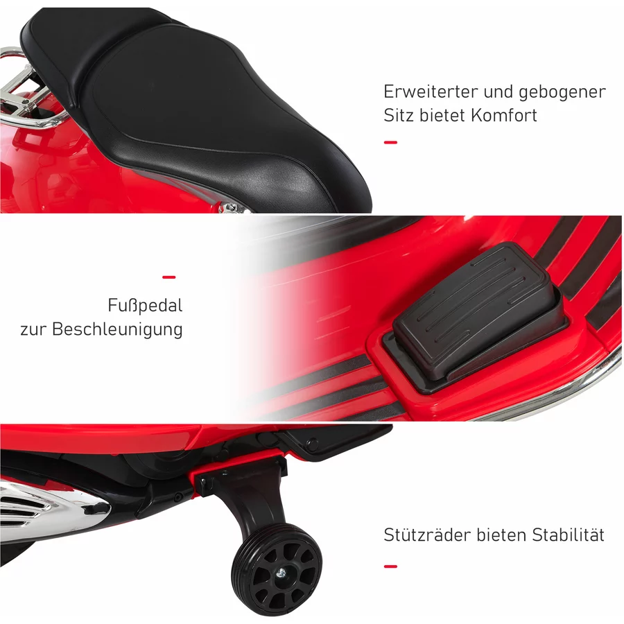 HOMCOM Elektrisches Kindermotorrad als Vespa rot