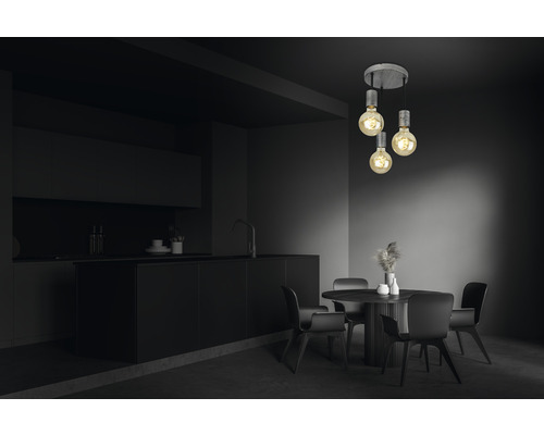 Plafondlamp, 3-lichts, Ø 19 cm, Henga zilver/antiek