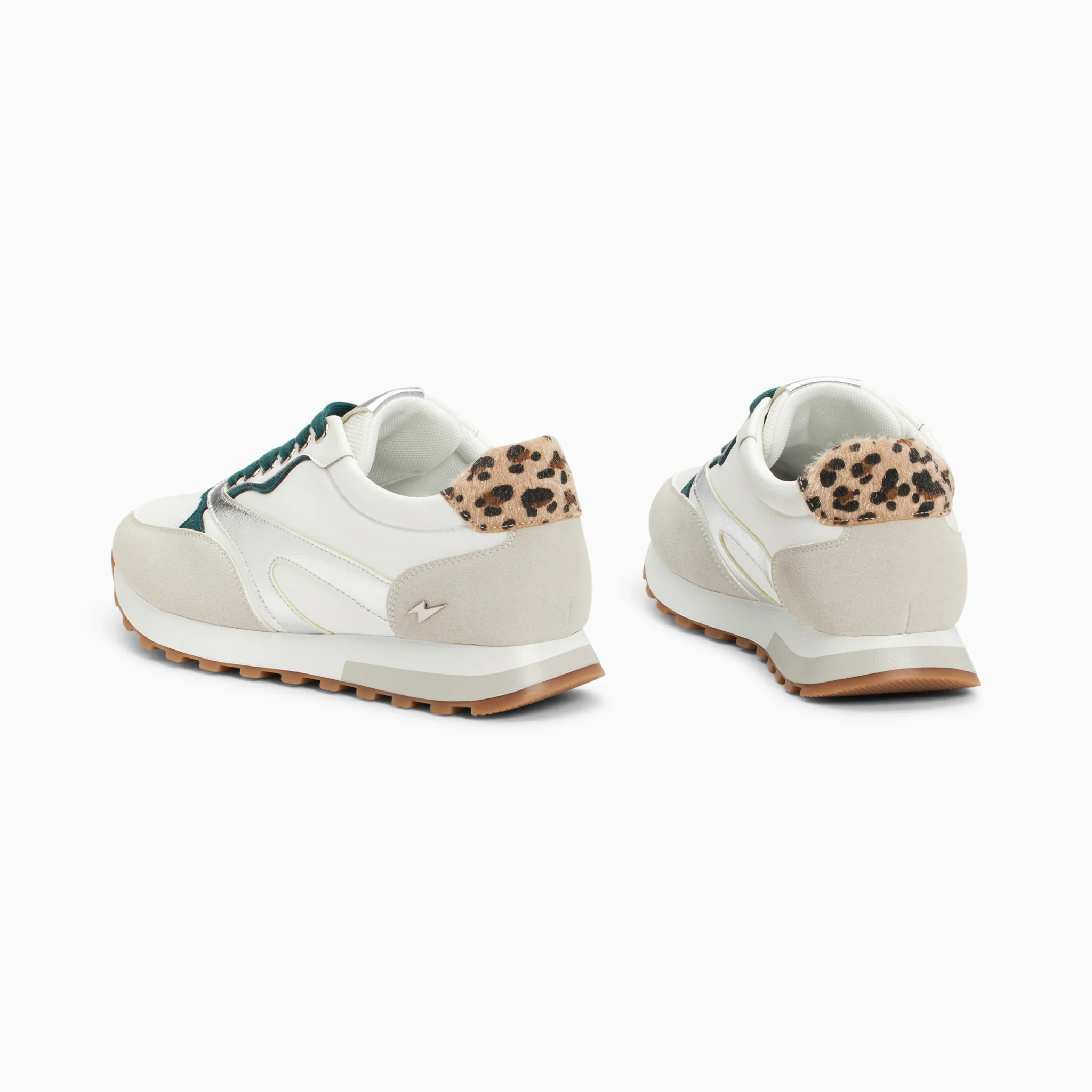 Sneakers-Baskets Jade argent et vert à semelle running