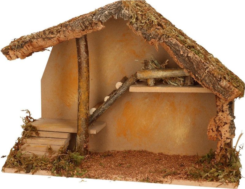Decoris Kerststal - zonder figuren - hout - 39 cm