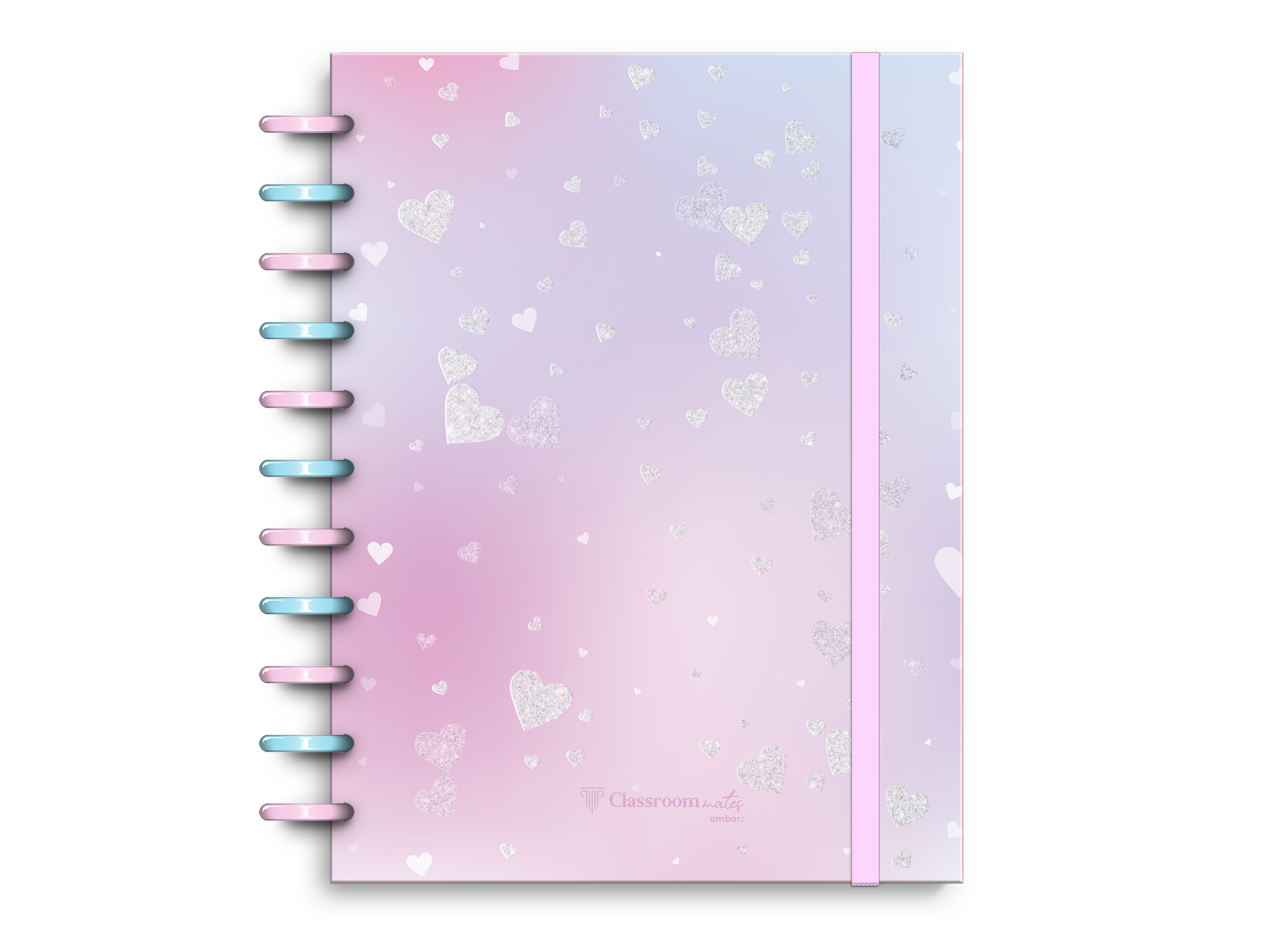 CADERNO ECOSMART A4 AMBAR F. HEARTS POLIPROPILENO 100 FOLHAS 100G