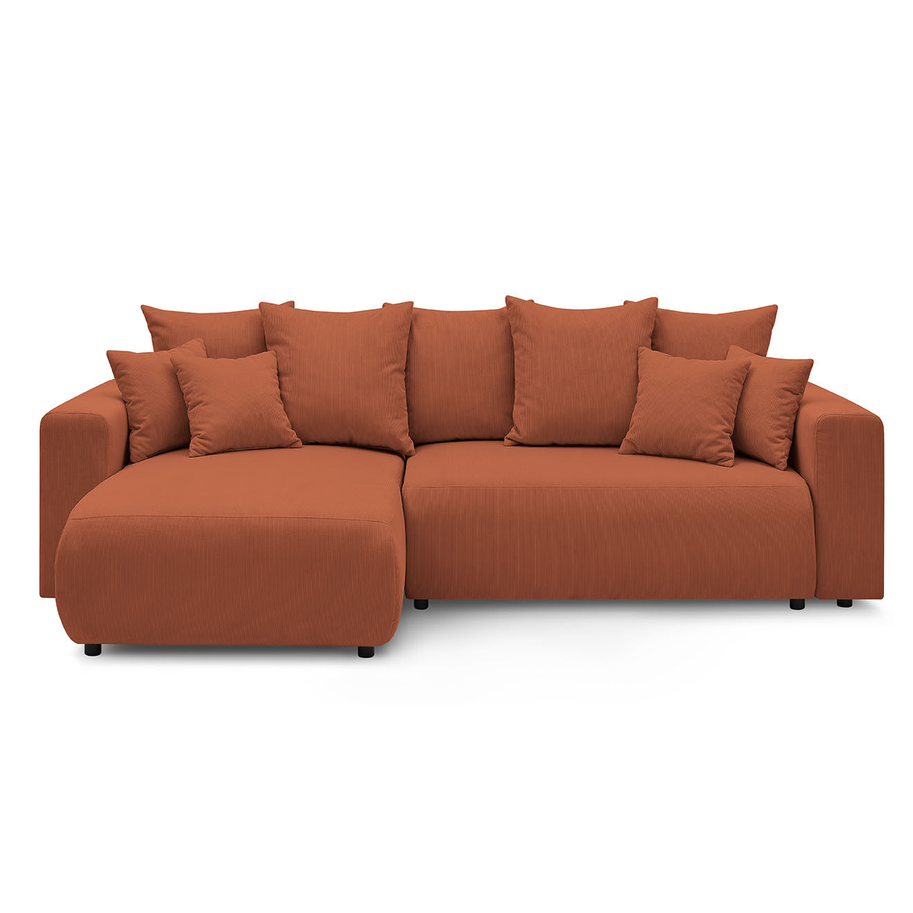 Bobochic Canapé d'angle convertible reversible velours côtelé Envy orange - 282x153x95 cm