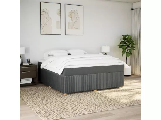 Sommier à lattes de lit avec matelas Gris foncé 180x200cm Tissu
