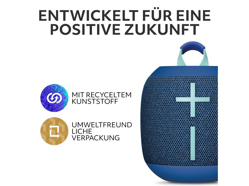 Ultimate Ears Bluetooth Speaker WonderBoom 4 Blau Wasserfester, kompakter Bluetooth-Lautsprecher mit bis zu 14 Stunden Akkulaufzeit