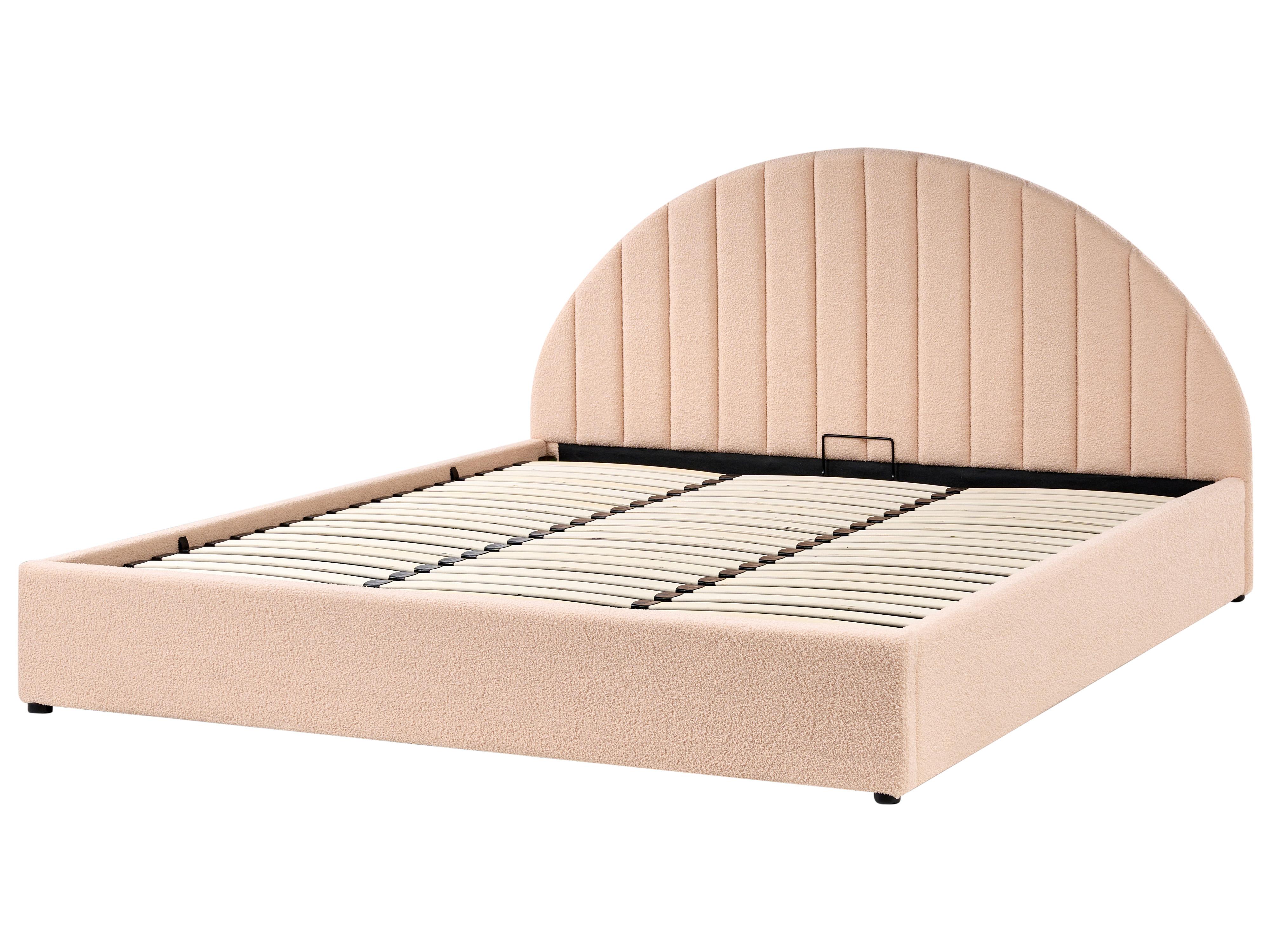 Bed met opbergruimte Bouclé CHADENET 180 x 200 cm Perzikroze
