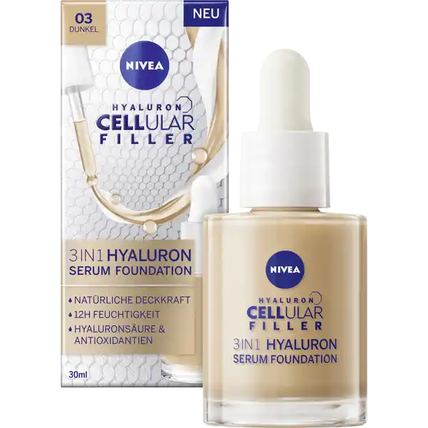 Cellular Filler 3in1 Hyaluron Serum Foundation 03 Dunkel