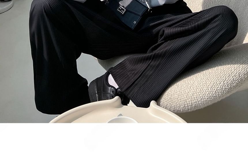 SeoulPop - Unisex gestreepte, losvallende pantalon met hoge taille