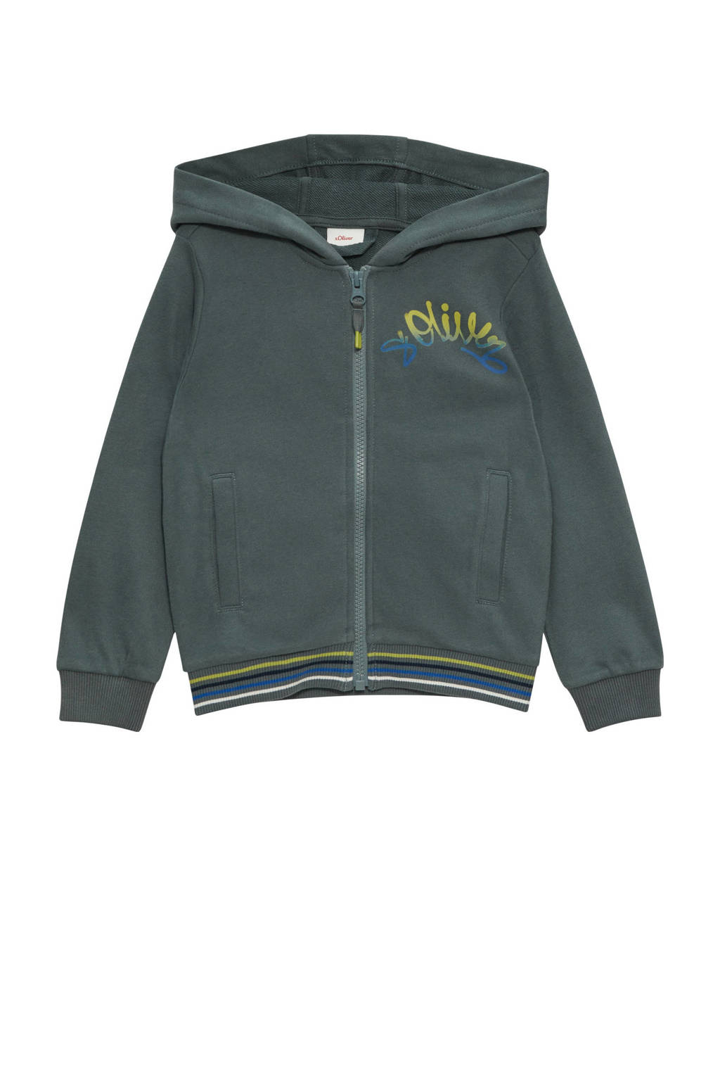 s.Oliver sweatvest met printopdruk donkergrijs