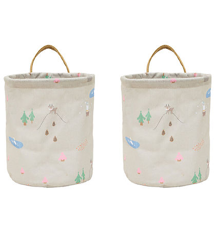 OYOY Aufbewahrungskörbe - 2er-Pack - Deer & Ente - Small - Beige