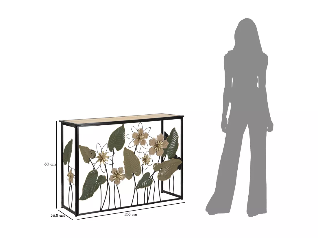 Console en métal et bois multicolore 108x36,8x80 cm
