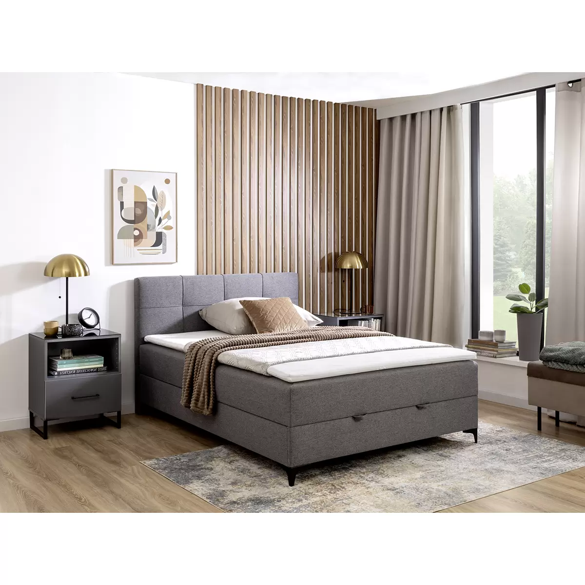 Boxspringbett Freddie 100x200 Grau