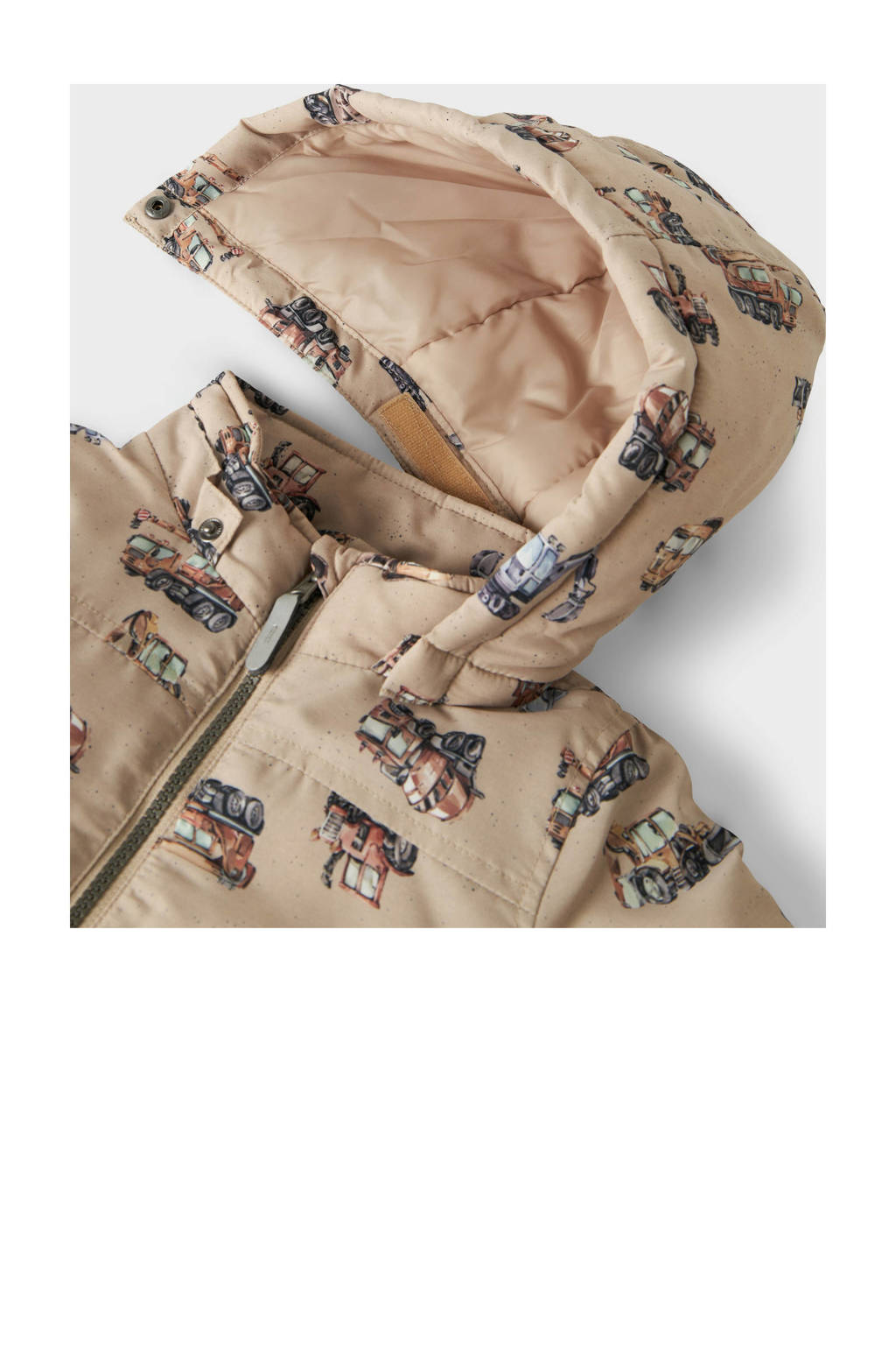 NAME IT winterjas NMMMAX met all over print beige/bruin/blauw