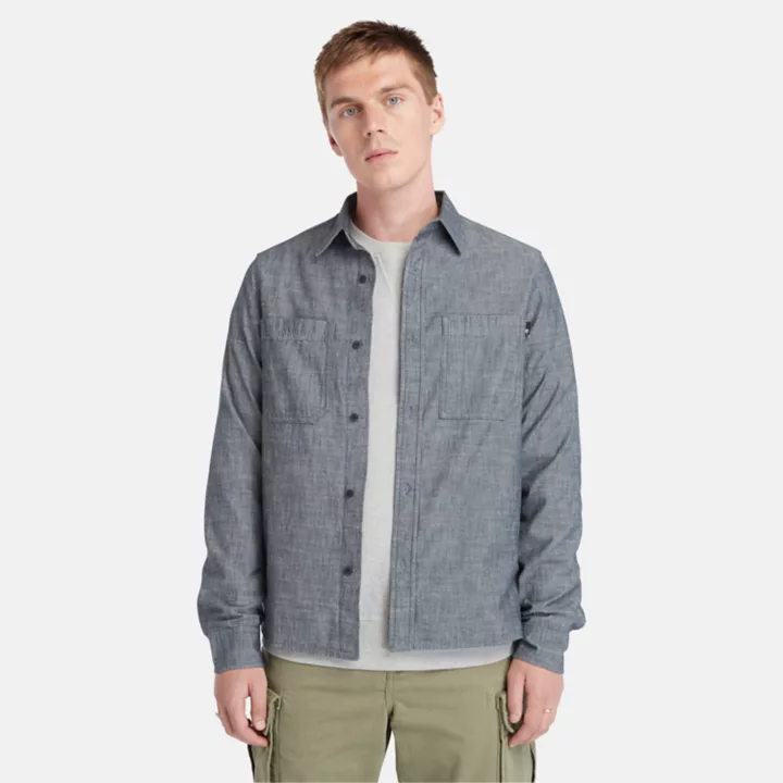 Chemise en chambray pour homme en bleu foncé