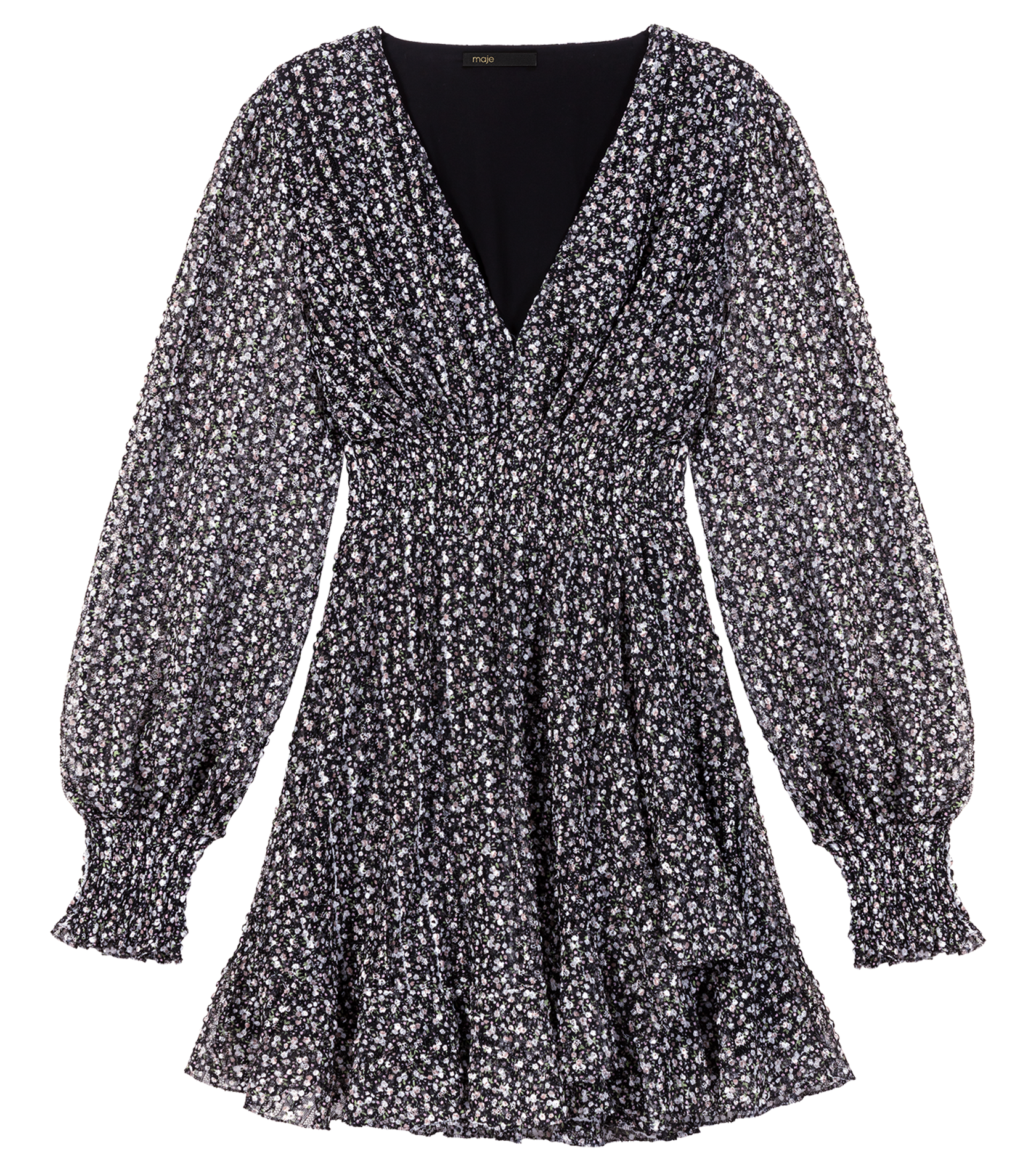 Robe col V imprimé fleuri | Multicolore