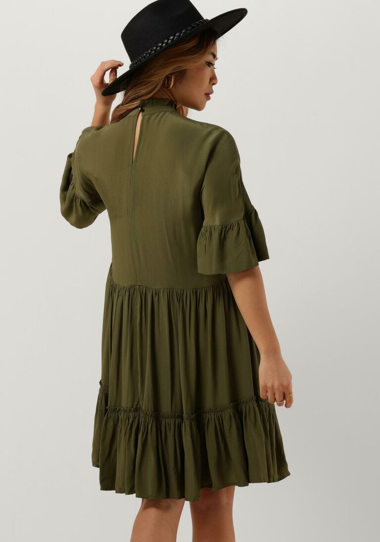 SCOTCH & SODA groene scotch & soda mini jurk short dress with ruffle sleeve detail