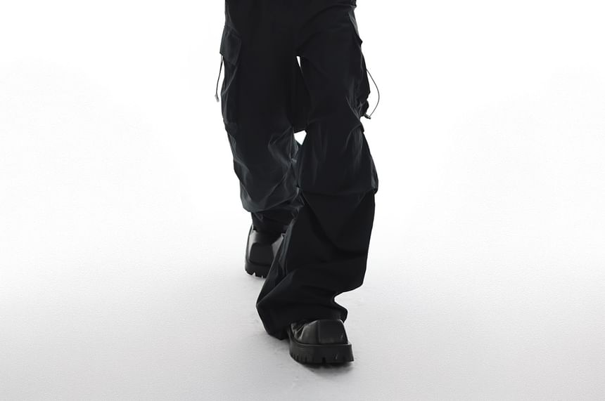 Kooklay - Effen vest met capuchon en rits / Hoge taille, wijde broek