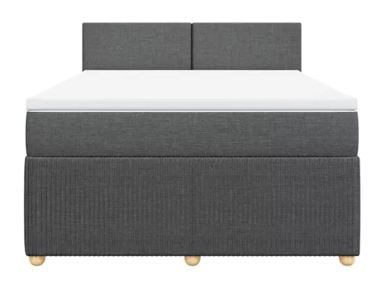 Sommier à lattes de lit avec matelas Gris foncé 160x200cm Tissu